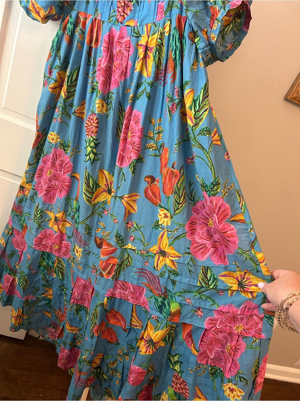 FARM Rio Turquoise Floral Maxi Dress with Pink & Yellow Blooms - Picture 7 of 8